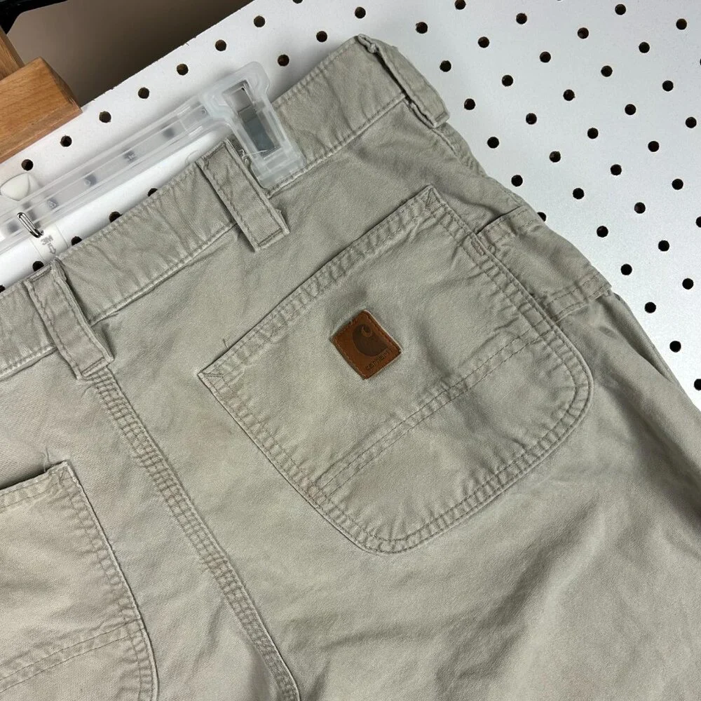 Carhartt Carpenter Pants 34x32 Khaki Tan‎ Distressed Faded Work Wear Skater y2k
